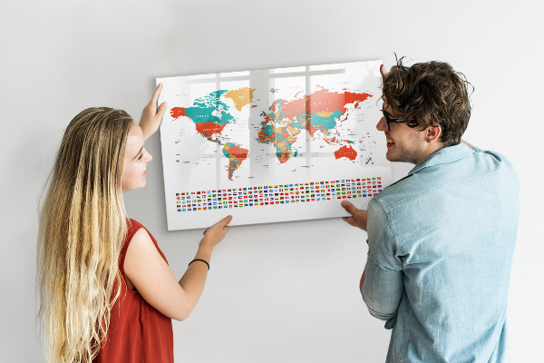 Tablica magnetyczna z pisakiem Interaktywna mapa świata z zdjęciami