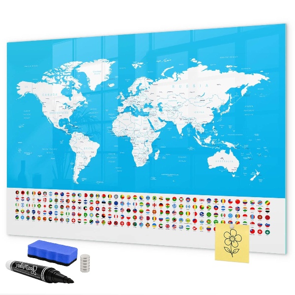 Magnetyczna tablica do rysowania Mapa świata z miejscami do zdjęć