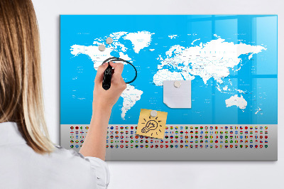Magnetyczna tablica do rysowania Mapa świata z miejscami do zdjęć