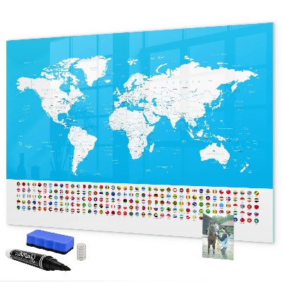 Magnetyczna tablica do rysowania Mapa świata z miejscami do zdjęć