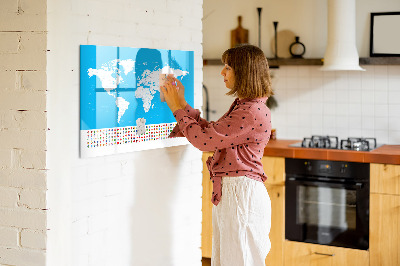Magnetyczna tablica do rysowania Mapa świata z miejscami do zdjęć