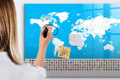 Magnetyczna tablica do rysowania Mapa świata z miejscami do zdjęć