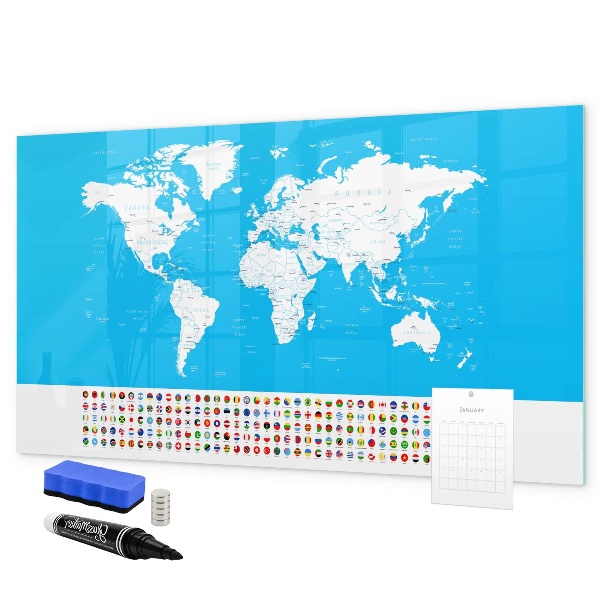 Magnetyczna tablica do rysowania Mapa świata z miejscami do zdjęć