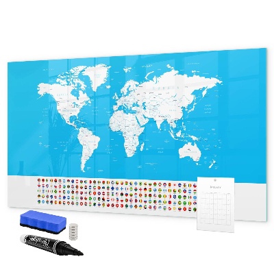 Magnetyczna tablica do rysowania Mapa świata z miejscami do zdjęć