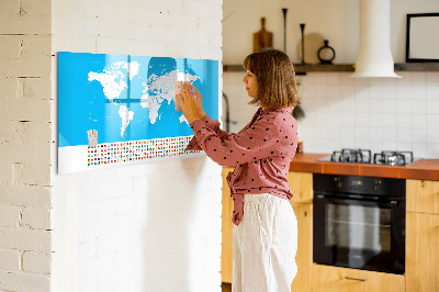 Magnetyczna tablica do rysowania Mapa świata z miejscami do zdjęć