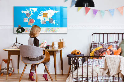 Magnetyczna tablica do rysowania Mapa świata z miejscami do zdjęć