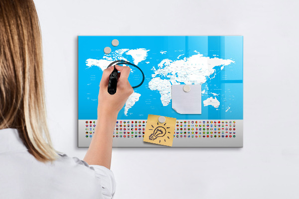 Magnetyczna tablica do rysowania Mapa świata z miejscami do zdjęć
