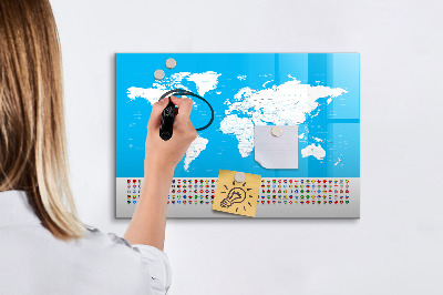 Magnetyczna tablica do rysowania Mapa świata z miejscami do zdjęć