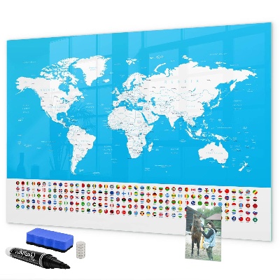 Magnetyczna tablica do rysowania Mapa świata z miejscami do zdjęć