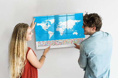 Magnetyczna tablica do rysowania Mapa świata z miejscami do zdjęć