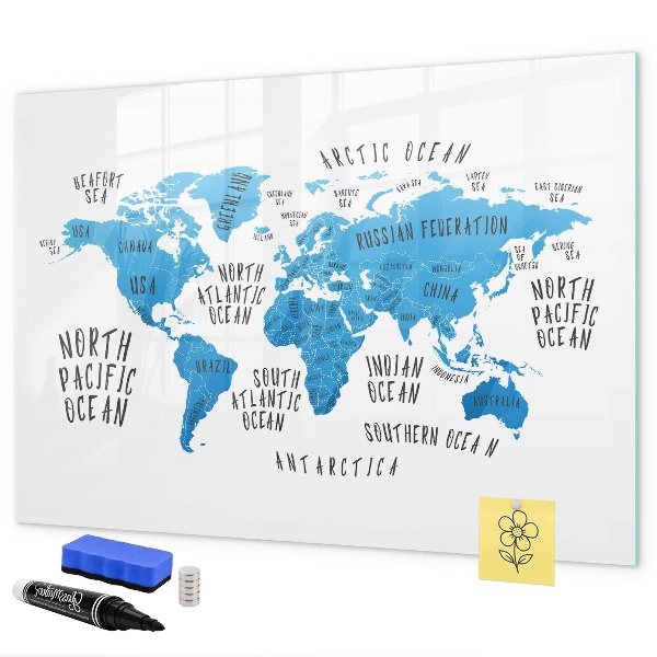 Tablica magnetyczna z pisakiem Mapa świata do personalizacji zdjęć
