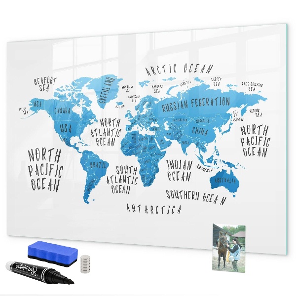 Tablica magnetyczna z pisakiem Mapa świata do personalizacji zdjęć