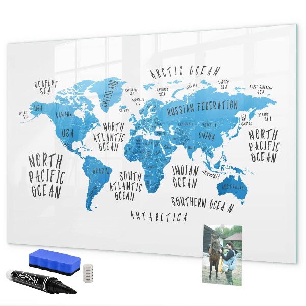 Tablica magnetyczna z pisakiem Mapa świata do personalizacji zdjęć