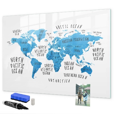 Tablica magnetyczna z pisakiem Mapa świata do personalizacji zdjęć