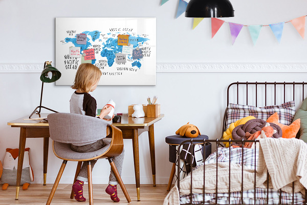 Tablica magnetyczna z pisakiem Mapa świata do personalizacji zdjęć