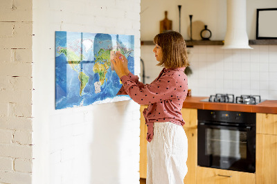 Magnetyczna tablica do rysowania Mapa świata z miejscami na zdjęcia