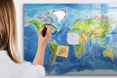 Magnetyczna tablica do rysowania Mapa świata z miejscami na zdjęcia