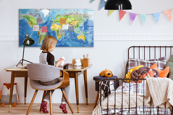 Magnetyczna tablica do rysowania Mapa świata z miejscami na zdjęcia