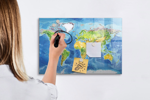 Magnetyczna tablica do rysowania Mapa świata z miejscami na zdjęcia