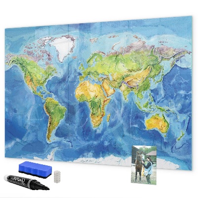 Magnetyczna tablica do rysowania Mapa świata z miejscami na zdjęcia