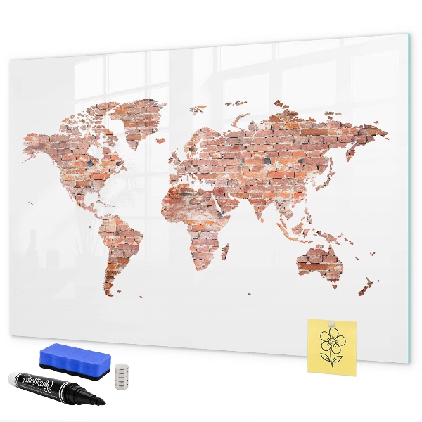 Magnetyczna tablica do rysowania Mapa świata z zdjęciami i notatkami