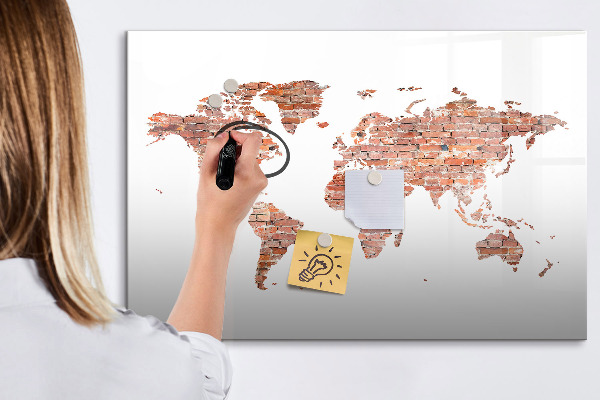 Magnetyczna tablica do rysowania Mapa świata z zdjęciami i notatkami