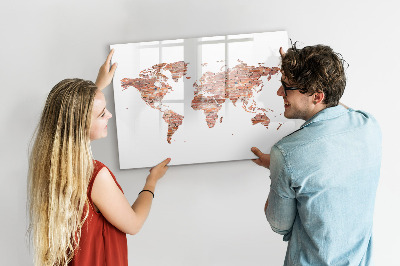 Magnetyczna tablica do rysowania Mapa świata z zdjęciami i notatkami