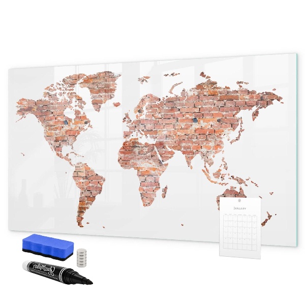 Magnetyczna tablica do rysowania Mapa świata z zdjęciami i notatkami