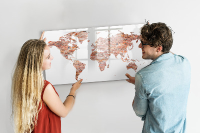 Magnetyczna tablica do rysowania Mapa świata z zdjęciami i notatkami