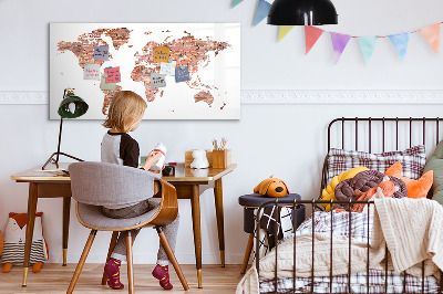 Magnetyczna tablica do rysowania Mapa świata z zdjęciami i notatkami