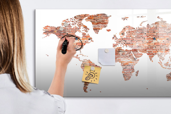 Magnetyczna tablica do rysowania Mapa świata z zdjęciami i notatkami