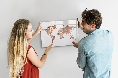 Magnetyczna tablica do rysowania Mapa świata z zdjęciami i notatkami