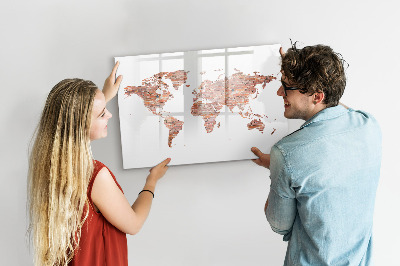Magnetyczna tablica do rysowania Mapa świata z zdjęciami i notatkami