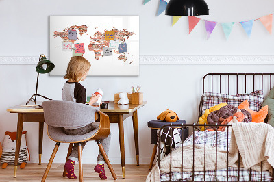 Magnetyczna tablica do rysowania Mapa świata z zdjęciami i notatkami