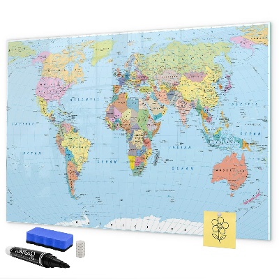 Magnetyczna tablica do rysowania Mapa świata z osobistymi zdjęciami