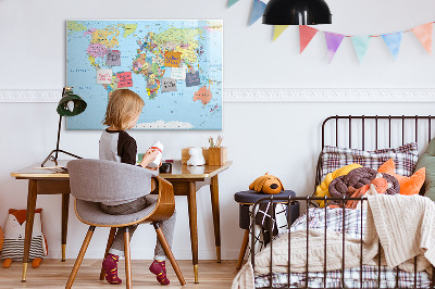 Magnetyczna tablica do rysowania Mapa świata z osobistymi zdjęciami