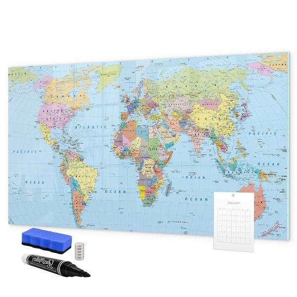 Magnetyczna tablica do rysowania Mapa świata z osobistymi zdjęciami