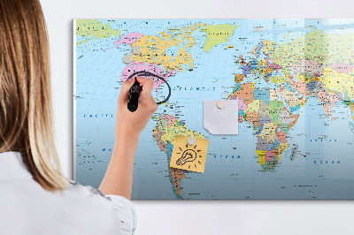 Magnetyczna tablica do rysowania Mapa świata z osobistymi zdjęciami