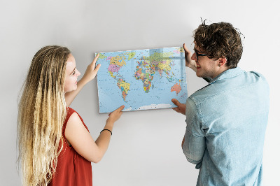Magnetyczna tablica do rysowania Mapa świata z osobistymi zdjęciami