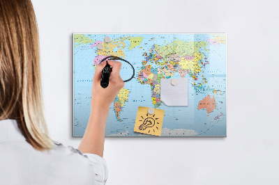 Magnetyczna tablica do rysowania Mapa świata z osobistymi zdjęciami