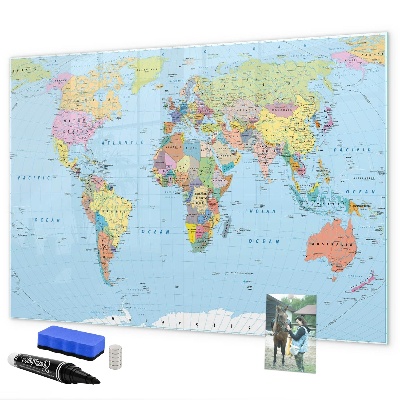 Magnetyczna tablica do rysowania Mapa świata z osobistymi zdjęciami