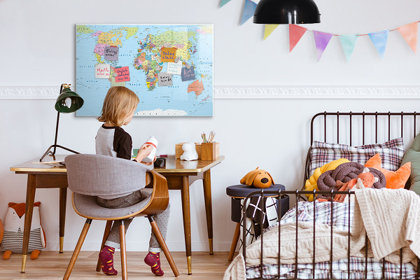 Magnetyczna tablica do rysowania Mapa świata z osobistymi zdjęciami