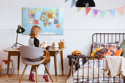 Magnetyczna tablica do rysowania Mapa świata z osobistymi zdjęciami