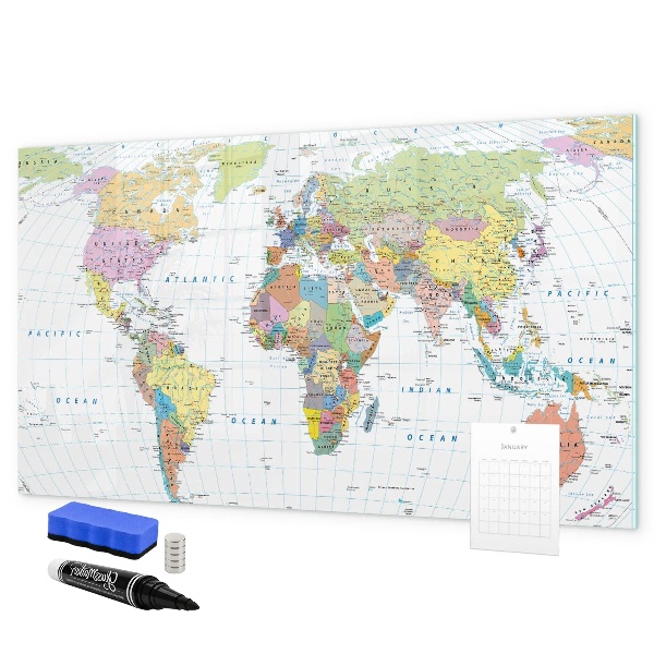 Tablica do rysowania magnetyczna Mapa świata z osobistymi zdjęciami