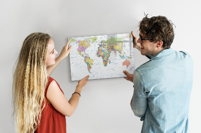 Tablica do rysowania magnetyczna Mapa świata z osobistymi zdjęciami