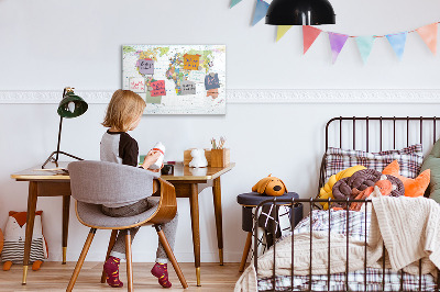 Tablica do rysowania magnetyczna Mapa świata z osobistymi zdjęciami