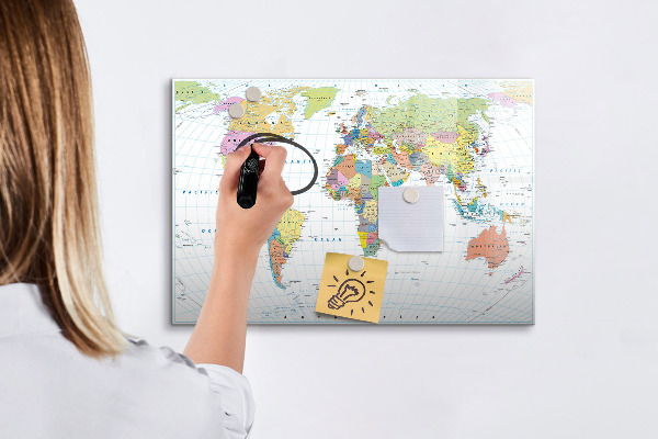Tablica do rysowania magnetyczna Mapa świata z osobistymi zdjęciami