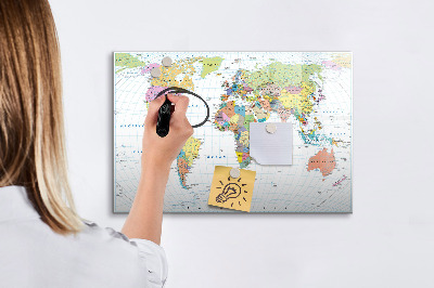 Tablica do rysowania magnetyczna Mapa świata z osobistymi zdjęciami