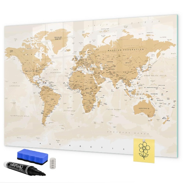 Tablica do rysowania magnetyczna Mapa podróży z miejscami do zaznaczenia