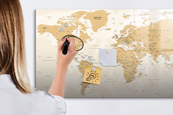 Tablica do rysowania magnetyczna Mapa podróży z miejscami do zaznaczenia